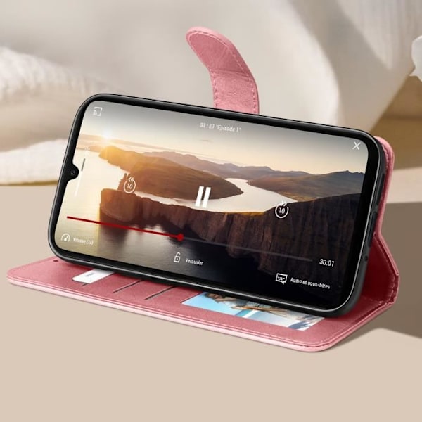 Fodral till Samsung Galaxy A16 Handledsrem Flip Wallet Stand Champagne Pink Rosa
