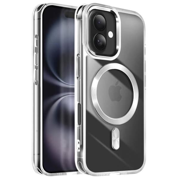 MagSafe-skal för iPhone 16 Plus Bakre Glas Färg Silver Grå