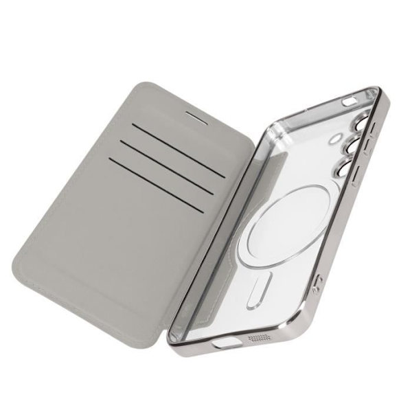 Flip-fodral för Samsung S24 MagSafe-kompatibelt RFID-skydd Ljusgrå Grå