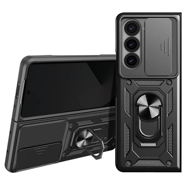 Taske til Samsung Z Fold 6 Ring Support Skydekamera Cover Sort Svart