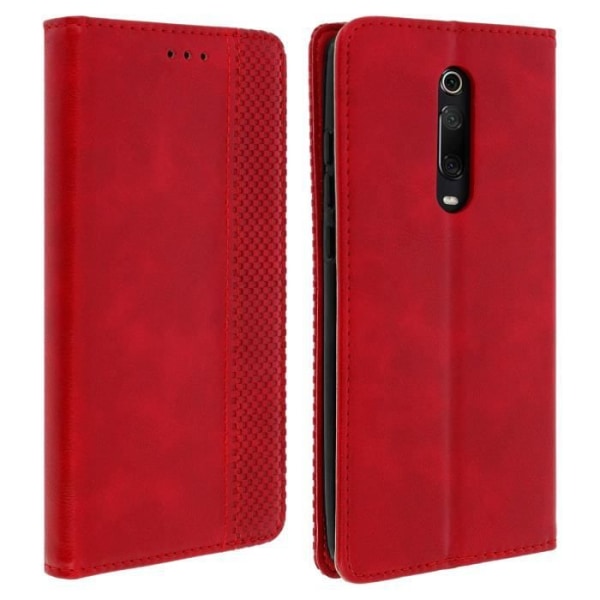 Cover Xiaomi Mi 9T Case Aged Effect Card Storage Support Rød