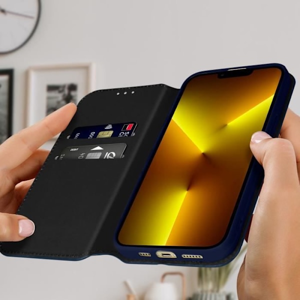 iPhone 13 Pro Case Flip Wallet -videotukitoiminto Keskiyönsininen - AVIZAR - Jäykkä - Matta - Magneettinen Midnattsblå