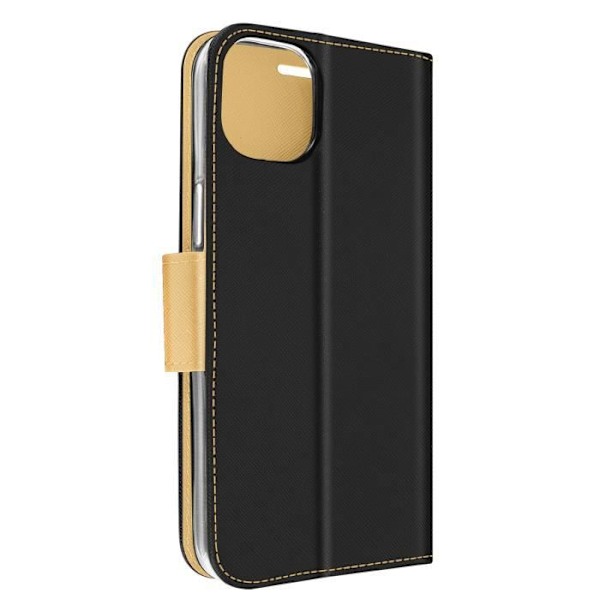 iPhone 14 etui - AVIZAR - Kortholder pung - Sort - Unikt design - Stand funktion