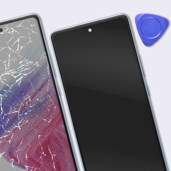 Skærm til Galaxy A53 OLED-panel med berøringsglas og lys blå ramme Blå