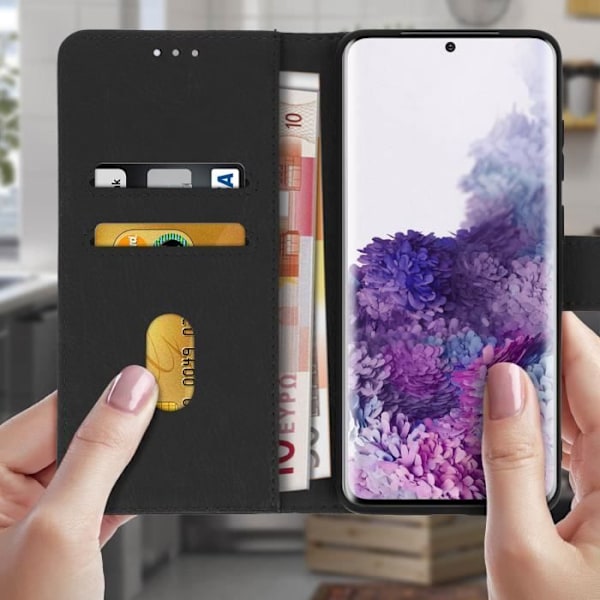 Etui - AVIZAR - Samsung Galaxy S20 - Helt fodral - Korthållare - Videostöd funktion - Svart Svart