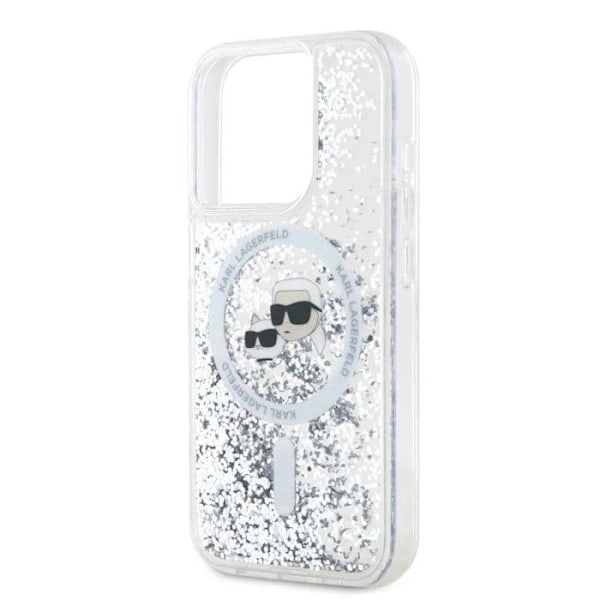 iPhone 15 Pro Max etui - Karl Lagerfeld Liquid Glitter MagSafe (KLHMP15XLGKCSGH) - Karl&Choupette Head Clear