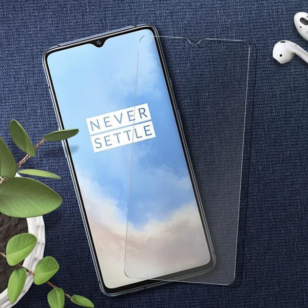 Oneplus 7T hærdet glas skærmfilm 9H anti-fingeraftryk - gennemsigtig hvid Klar vit