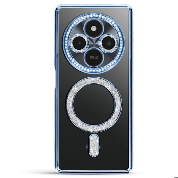 Coque Diamant pour Xiaomi Redmi 14C MagSafe Contour Strass Bleu Blå