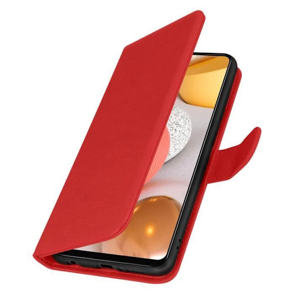 Étui - AVIZAR - Samsung Galaxy A42 5G - Heltäckande Fodral - Kortficka - Stöd Funktion Röd