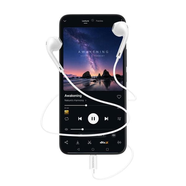 Trådade hörlurar - MAYAXESS - Honor 400 - USB-C-kontakt - Inbyggd mikrofon - Vit Vit