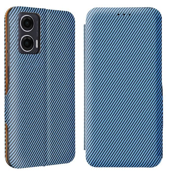 Motorola Moto G35 Hiilikuitu Kotelo Video Tuki ja Anti-RFID Sininen Sininen