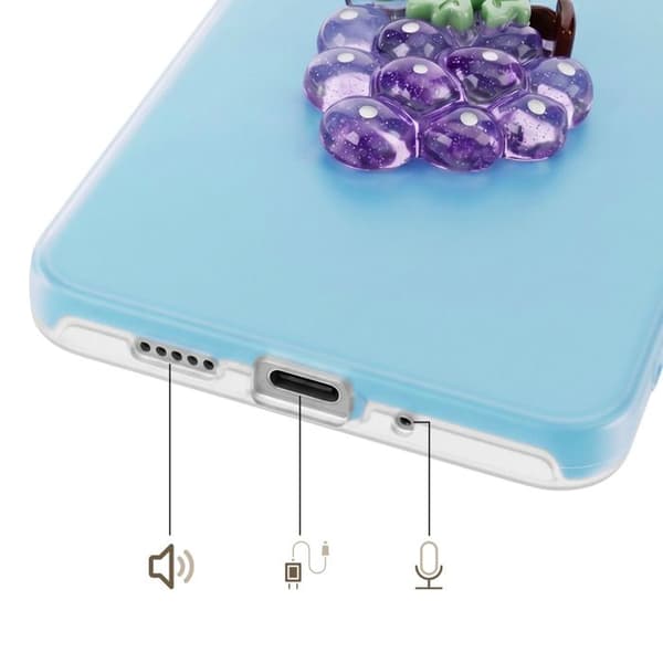 Cover til Galaxy A37 med 3D-reliefmønster af druer og forhøjet blå kant Blå