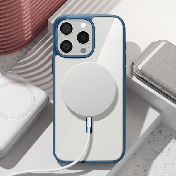 MagSafe-cover til iPhone 14 Pro Max med blød kant og forhøjet kamera Zanaé natblå Blå