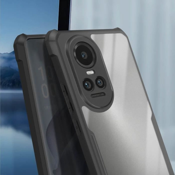 Taske til Oppo Reno 10 og 10 Pro Rigid Corners Bumpers Transparent Black Outline