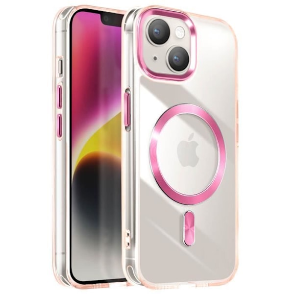 Coque MagSafe för iPhone 14 och 13 Baksida Glas Färg Rosé Champagne Rosa