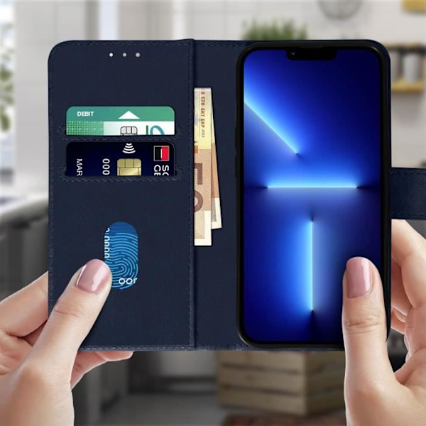 Hus - Apple - iPhone 13 Pro - Folio-etui - Video-støtte - Mørk blå Midnattsblå