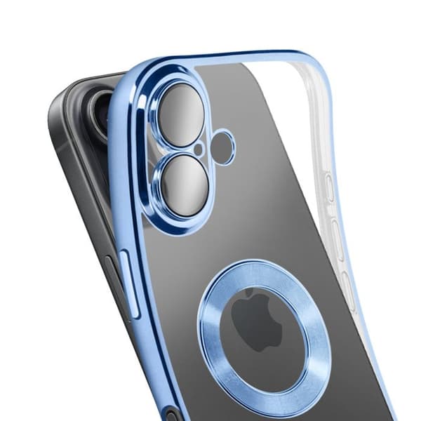 Cover - ADVARSEL - iPhone 17 - Blød Silikon - Kromkant - Effektiv Beskyttelse Blå