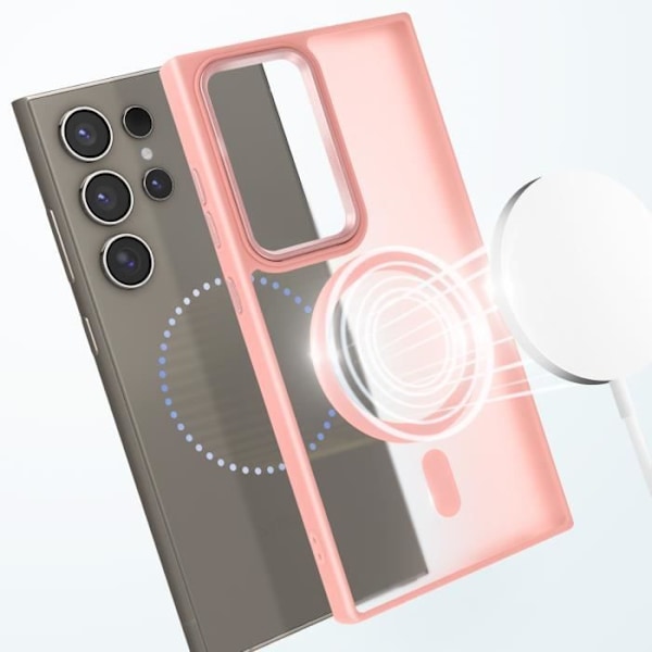 MagSafe-skal för Samsung Galaxy S24 Ultra Matt Frostad Baksida Rosa Kant Rosa
