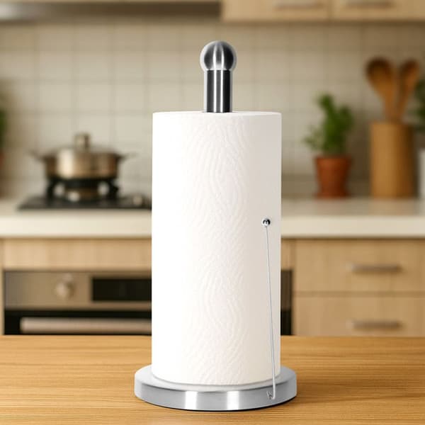 Køkkenrulleholder - CHEFFINGER - Sølv - Børstet rustfrit stål - Sideholder - Moderne design Grå