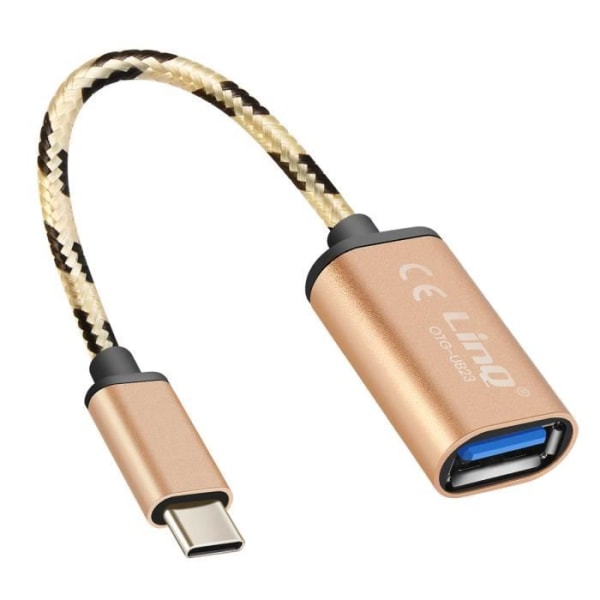 USB-C til USB OTG adapterkabel 15cm LinQ Gold