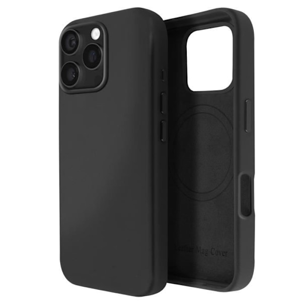 MagSafe Fodral för iPhone 16 Pro i högkvalitativt veganskt läder svart - AVIZAR - Halvstyvt - Blankt - Blandat Svart
