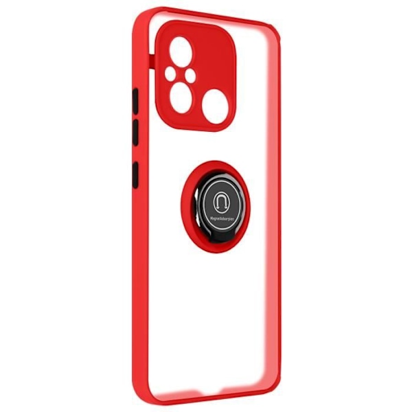AVIZAR Beskyttelsesetui til Xiaomi Redmi 12C - Bi-materiale - Metalring - Rød Röd