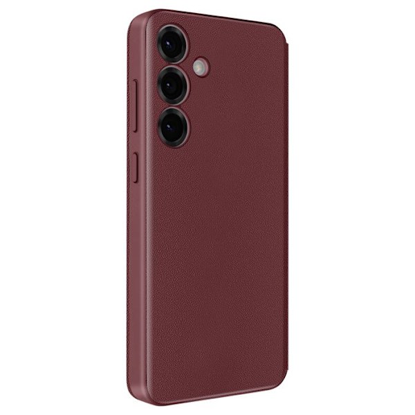 Nahkakotelo Galaxy S25 Näyttöikkuna Korttipidike Bordeaux Röd