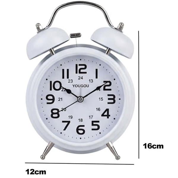 Analog väckarklocka för dubbelrum Elegant Vit Vit