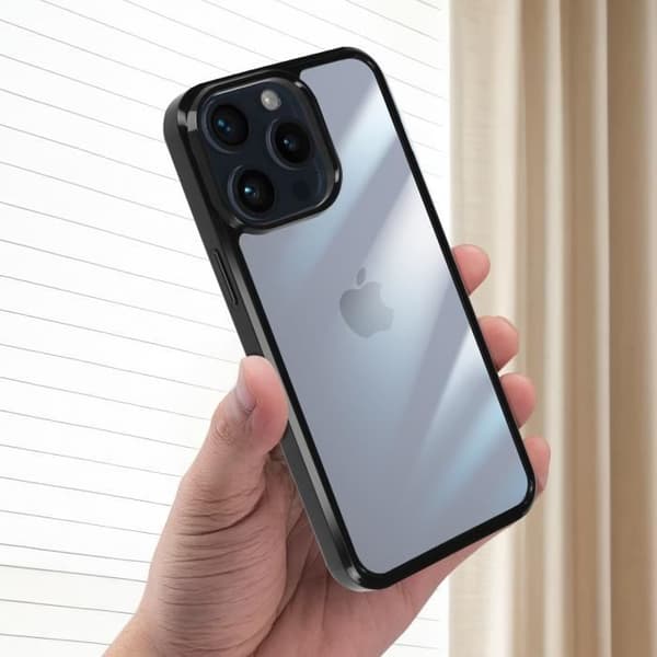 Skydd för iPhone 15 Pro - AVIZAR - Solid Ram - Svart - Stötabsorberande - Flexibel Svart