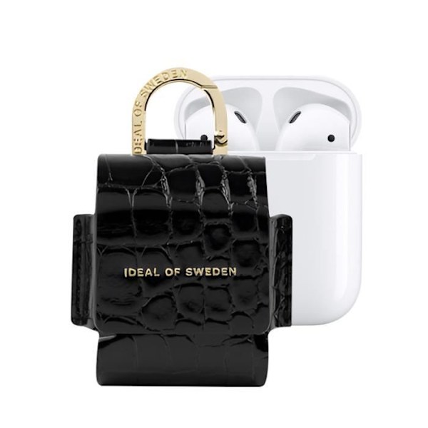 Mini Sac för AirPods 1 / 2 Modell Flo Texturerad Krokodil med Karbinhake IDEAL OF SWEDEN Svart Svart