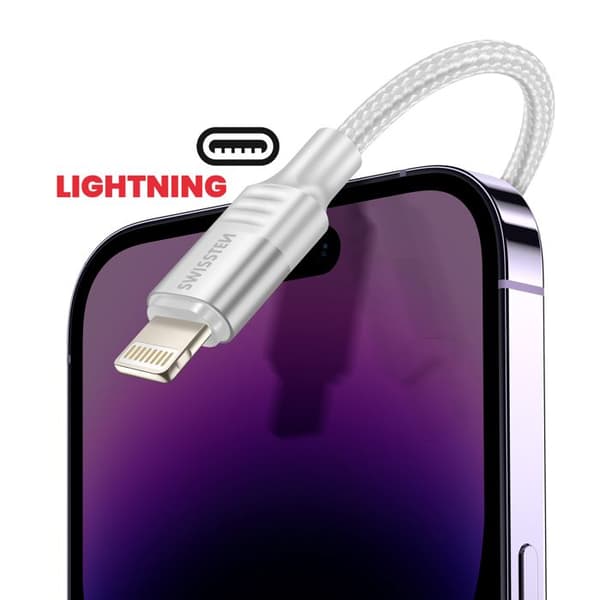 OTG-adapter - SWISSTEN - Lightning till USB hona - 12 cm - Överföring 480 Mbit/s - Vit Vit