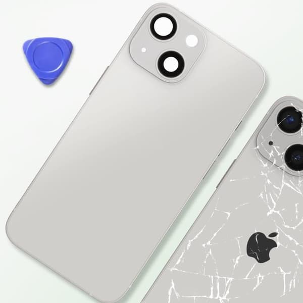 Ersättningschassi - iPhone - 13 Mini - Bakglas - Grå - Hållbar och pålitlig Vit