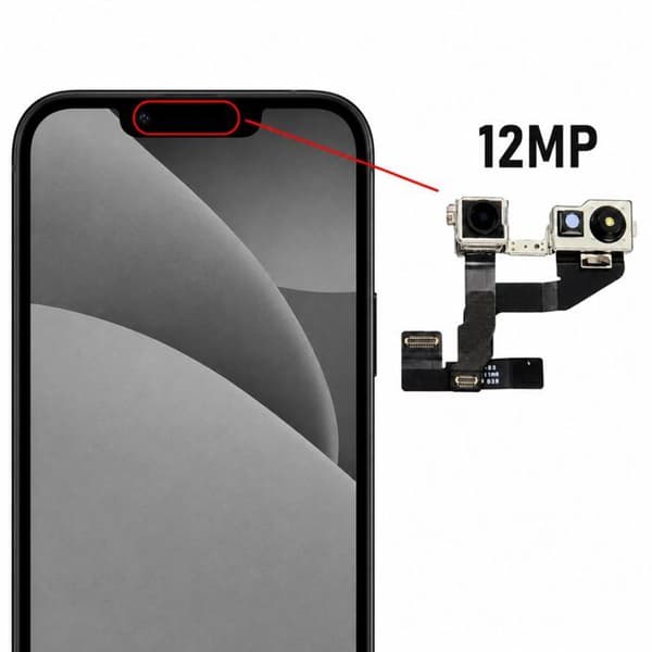 Erstatningsmodul til Frontkamera 12 MP til iPhone 17 Sort Svart