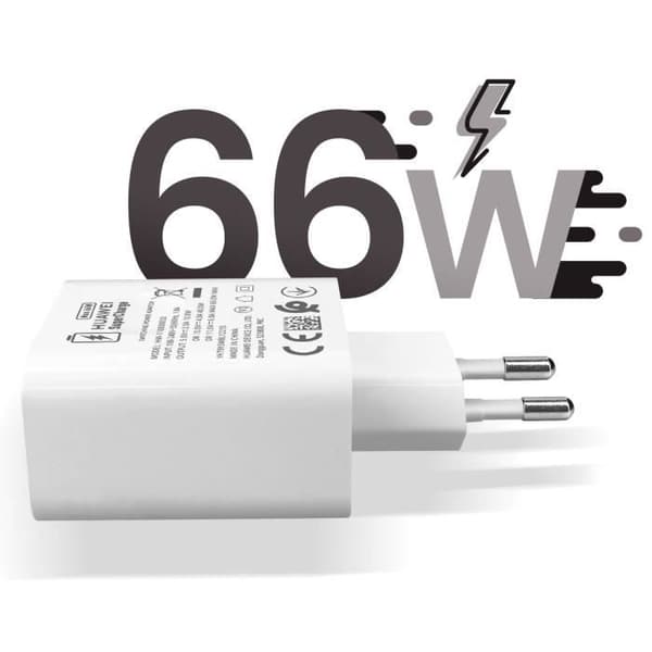 Oplader - Huawei - 66W - SuperCharge - USB - Hvid Vit