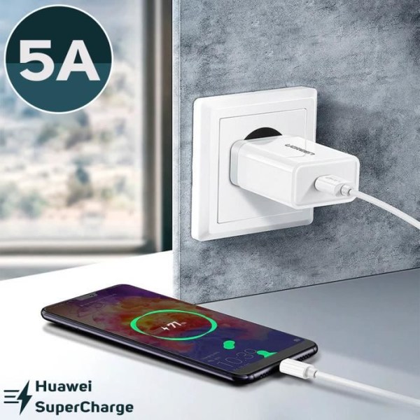 USB til USB Type C-kabel Oplad og synkroniser SuperCharge 5A 1m LinQ Hvid