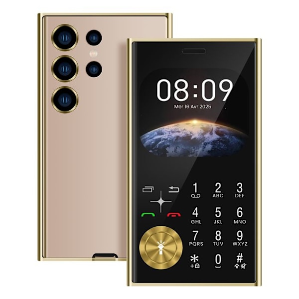Mobiltelefon med knappar 2,01 tum Dubbel SIM Stil Linje Guld