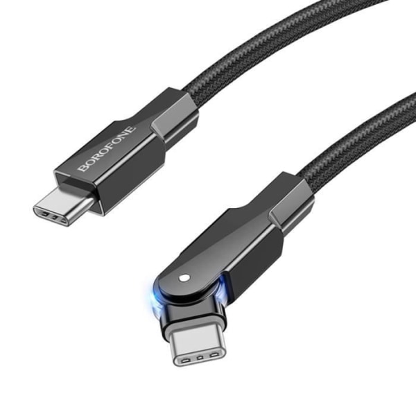 USB C till USB C-kabel 60W Snabbladdning Flätad 1,2m Roterbar 180 Borofone Svart
