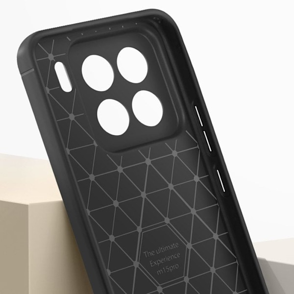 Hiilikuitukuori Xiaomi 15 Pro:lle, liukumaton, musta, iskunkestävä silikonikotelo Svart