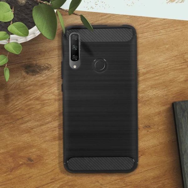 Bakkåpa - Huawei - P Smart Z / Honor 9X - Silikongel - Børstet metall effekt - Svart Svart
