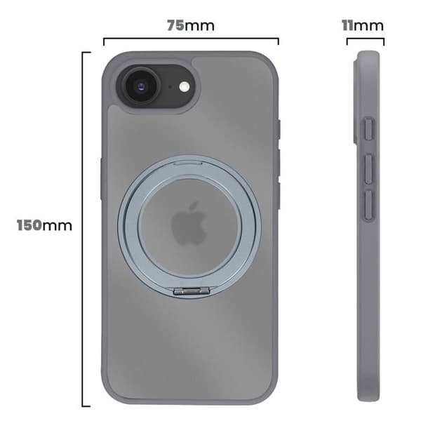MagSafe-cover til iPhone 16 med indbygget XL støtte-ring i grå Grå