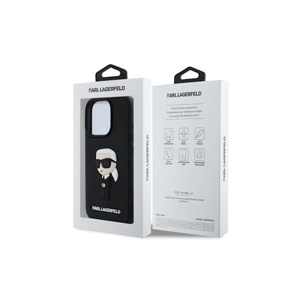 Karl Lagerfeld 3D Kuminen Ikonik Suojakuori iPhone 16 Pro 6.3" Musta - KLHCP16L3DRKINK