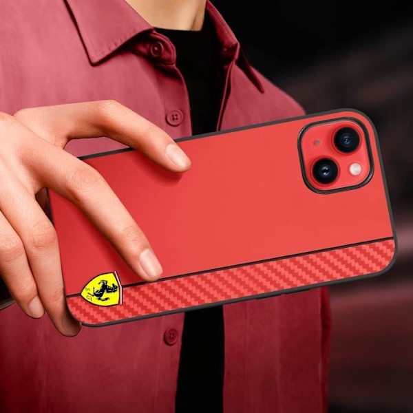 Cover til iPhone 14 Pro Bi-materiale Carbon Effect kompatibel QI Ferrari Red