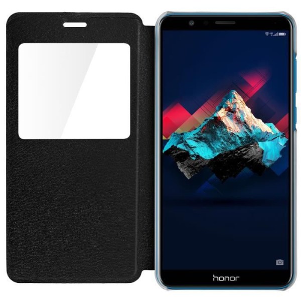 Vinduessklap - AVIZAR - Honor 7X - Øko-læder - Sort - Hårdt Cover Svart