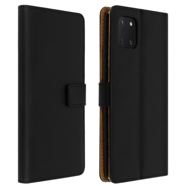 Hölster - AVIZAR - Galaxy Note 10 Lite - Äkta Läder - Videostöd - 2 Kortfickor Svart