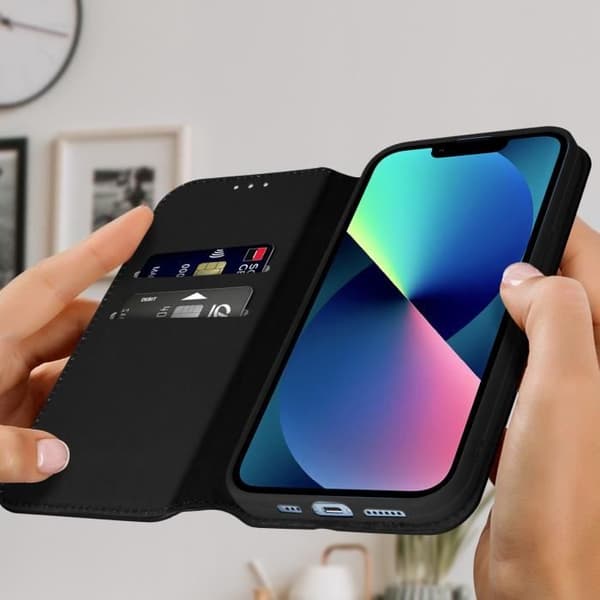 iPhone 13 Mini Etui - Sort - Portevogn - Videostøtte - Fuld Beskyttelse - Magnetisk Svart
