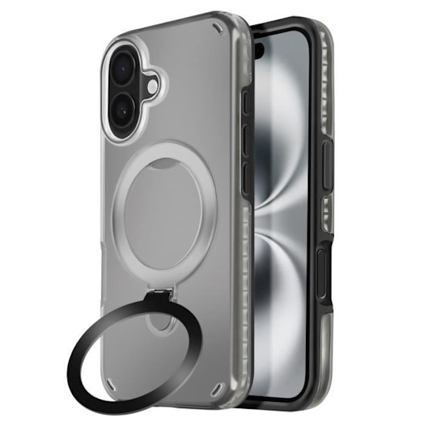 Coque MagSafe för iPhone 16 Plus Stöttålig med Fällbart Stöd Svart Svart