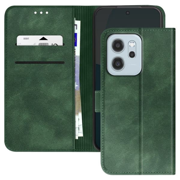 Plånboksfodral - AVIZAR - Oppo Reno 14 - Grangrön - Magnetisk lucka - Stödfunktion Grön