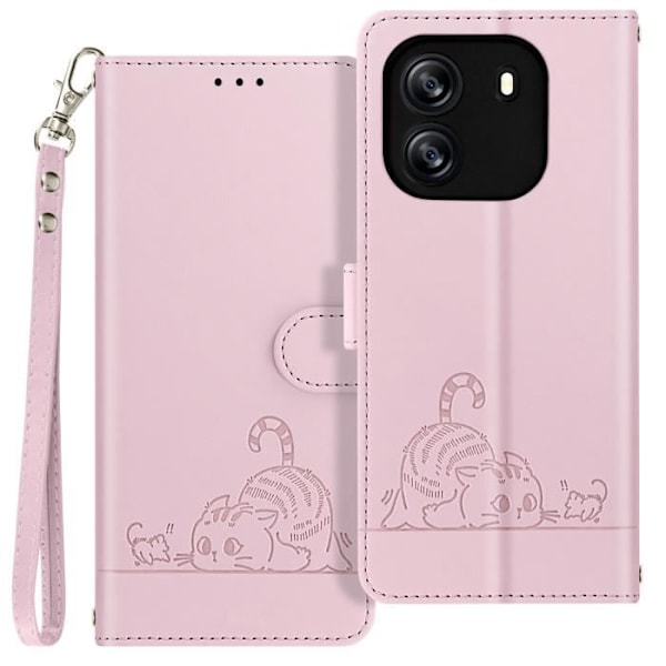 Fodral för Blackview Wave 6C Cat Pattern Flip Wallet och Stand Powder Pink Rosa