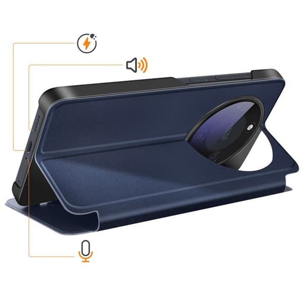 Flip Cover til Honor Magic 8 Lite Bi-Materiale Design med Støttefunktion Mørkeblå Blå