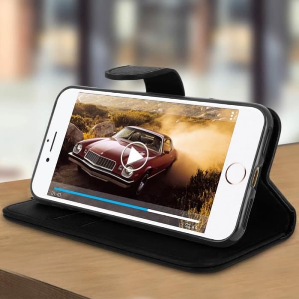 Housse iPhone 7/8 - AVIZAR - Etui Clapet - Sort - Video Støtte - Kortholder svart